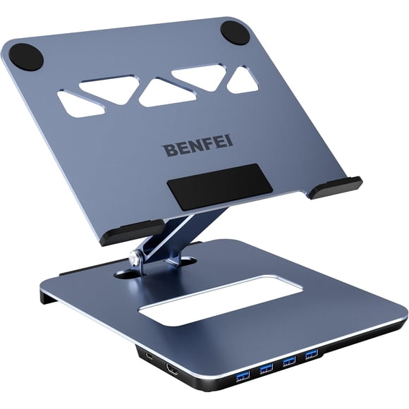 BENFEI Laptop Stand with USB C 6in1 Docking Station, HDMI 4K@60Hz, 4*USB3.0, 100W PD