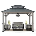 thumbnail image 2 of Sunjoy Outdoor Gazebo 10 X 12 ft. 2-tier Hardtop Grey Cedar Framed Gazebo with Steel Hardtop, 2 of 12