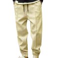 thumbnail image 1 of Pants for Men, Mens Fashion Drawstring Elastic Waist Solid Color Casual Sweat Length Pants, 1 of 6