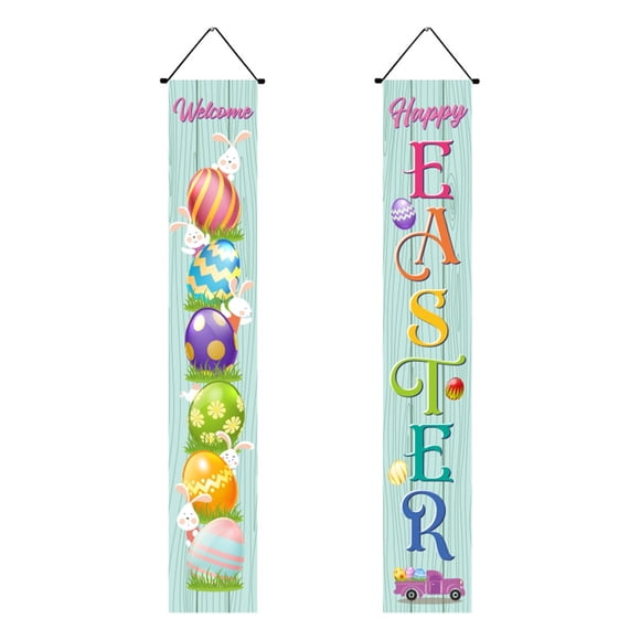 Cheapark Bannière de Pâques Décorations Suspendues pour Extérieur Intérieur Décoration de Porte d'Entrée Drapeau Fournitures de Fête