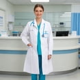 thumbnail image 4 of Elegant White Lab Coat for with Notched Lapel and Slant Pockets - Classic Clinical Jacket for Daily and Lab Environments, 4 of 4
