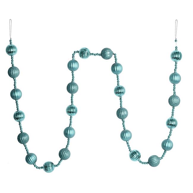Vickerman M183532 6 ft. Baby Blue Stripe Ball Garland