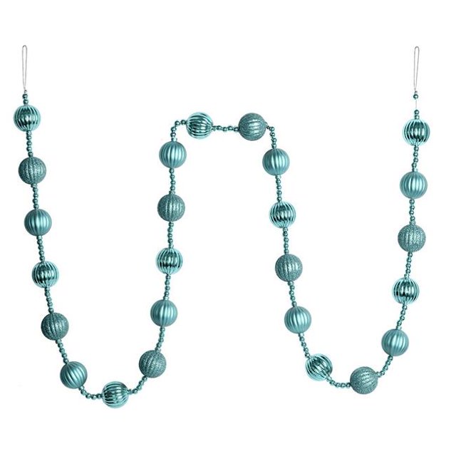 Vickerman M183532 6 ft. Baby Blue Stripe Ball Garland