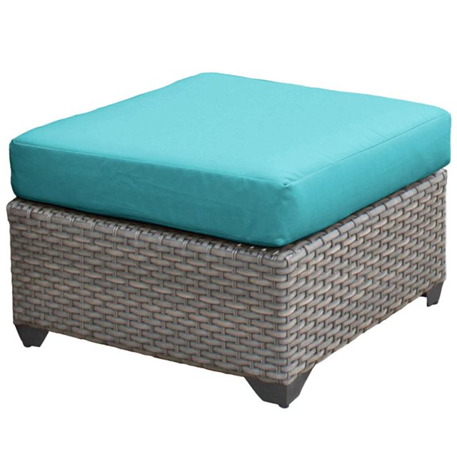 TK Classics Ottoman de Patio en Osier Florence Turquoise