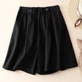 thumbnail image 2 of Timegard Shorts for Women Cotton Linen Elastic Waist Button Wide Leg Ruched Causal Loose Shorts Summer, 2 of 8