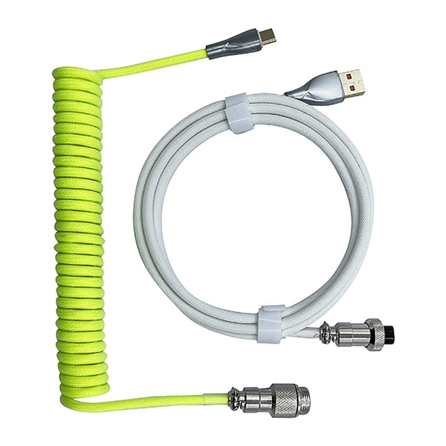 Miulika Ressort de Bobine USB vers Câble pour Clavier Mécanique Vert Blanc