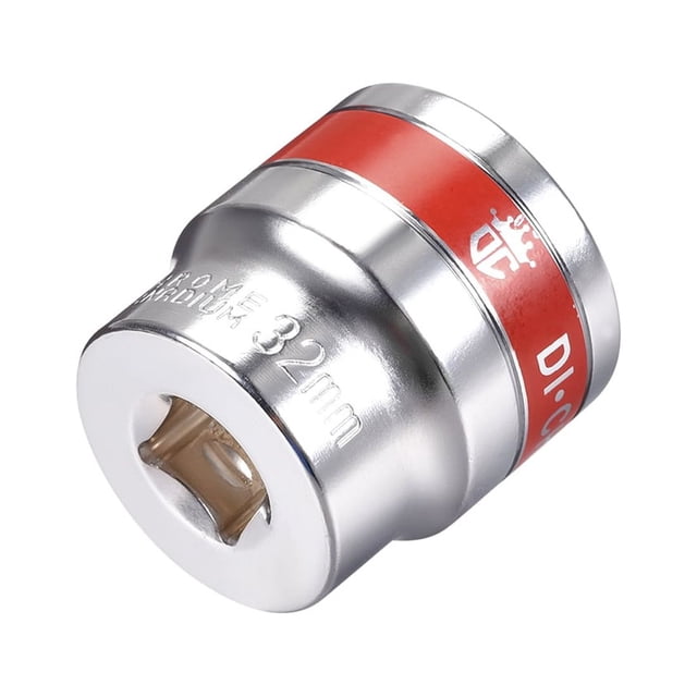 Unique Bargains 1/2-Inch Drive by 32mm Shallow Socket w Red Band, Cr-V, 6-Point, Metric