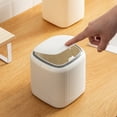 thumbnail image 2 of White Push Button Countertop Wastebasket Small Recycle Bin for Bedside Tables 5.71X5.31X5.31 Inches, 2 of 7