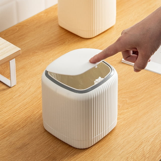 Nsxcdh Garbage Bin Countertop Wastebasket Push Button Multipurpose 13.5x13.5x14.5cm Small Recycle Bin for Bedside Tables