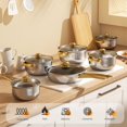 thumbnail image 2 of Stainless Steel pots and Pans Set, 12 Pieces Kitchen Cookware Set, Non-Toxic Cooking Set with Stay-Cool Handles, Dishwasher Safe,Works with Induction/Electric and Gas Cooktops (Silvery E), 2 of 6