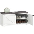 thumbnail image 1 of HOMCOM Shoe Bench with Storage, Padded Shoe Organizer, 8 Pairs, White, 1 of 10