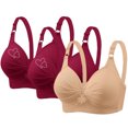 thumbnail image 2 of Bras for Women, 3PCS Womans Printing Gathered Together Large Size Daily Bra Underwear No Rims, 2 of 9