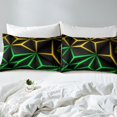 thumbnail image 3 of Abstract Geometry Duvet Cover King Size, Yellow Green Gradient Neon Light Bedding Set, Geometric Diamond Duvet Cover Set for Kids Adults, Modern Black Reversible Bed Sets(No Comforter), 3 of 5