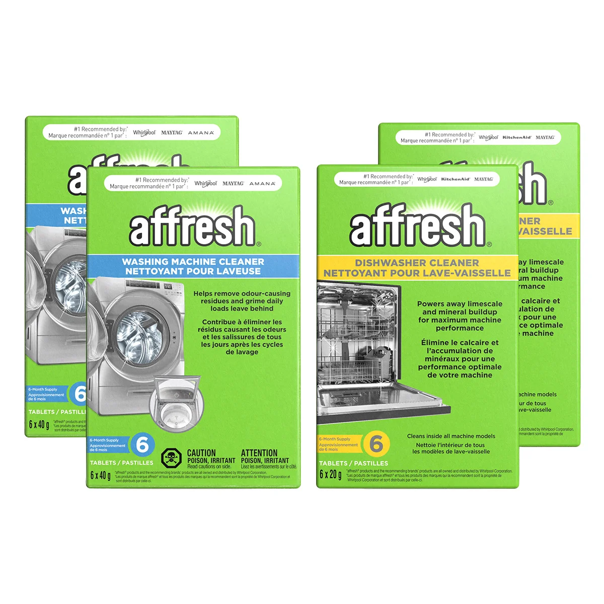 Affresh Washing Machine & Dishwasher Cleaner Bundle, 24-Count - Deep Cleaning Power for Appliances