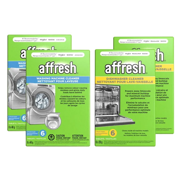 Affresh Washing Machine & Dishwasher Cleaner Bundle, 24-Count - Deep Cleaning Power for Appliances