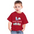 thumbnail image 4 of Penkiiy T-Shirts de Pâques pour Enfants Tout-Petits Garçons Filles Mode Oreilles de Lapin de Pâques Oeufs de Pâques Imprimé Col Rond Imprimé Manche Courte Haut 3 Ans Rouge, 4 of 4