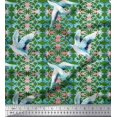 thumbnail image 1 of Soimoi Poly Georgette Fabric Floral Damask & Stork Bird Decor Fabric Printed Yard 52 Inch Wide, 1 of 3