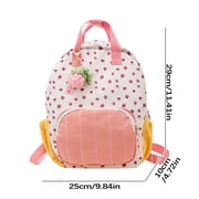 Baby Backpack Diaper Bag Strawberry Print Canvas Children's Schoolbag 10.62 in x 9.84 in For Ages 1 to 5