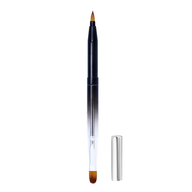 EeaseCA Retractable Lip Brush Cosmetic Tool Compact Portable Metal Shell Lip Brush Makeup Brush Flexible Lipstick Lip Gloss Applicator Brush Makeup Tools (Black Gradient)