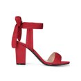 thumbnail image 3 of BLISSFUL STEP Women's Sandals Ankle Tie Back Open Toe Block Heels Red 11, 3 of 8