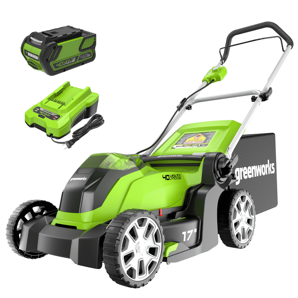 Greenworks 40V 17" Cordless Push Lawn Mower, 4.0 AH Battery and Charger Included [75+ Compatible Tools]