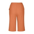 thumbnail image 3 of AherBiu Summer Shorts for Women Cotton Linen High Waisted Drawstring Lightweight Knee Length Shorts, 3 of 6