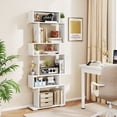 thumbnail image 4 of Gymax 2PCS 6-tier Storage Bookshelf Tall Display Shelf w/ Anti-toppling Kits White, 4 of 10