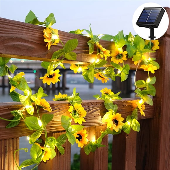 EGNMCR Night Lights Outdoor Garden Decorated With Rattan Lanterns Beautiful Sun Flower Hanato 2M 40 LED Decorative String Lights String lights
