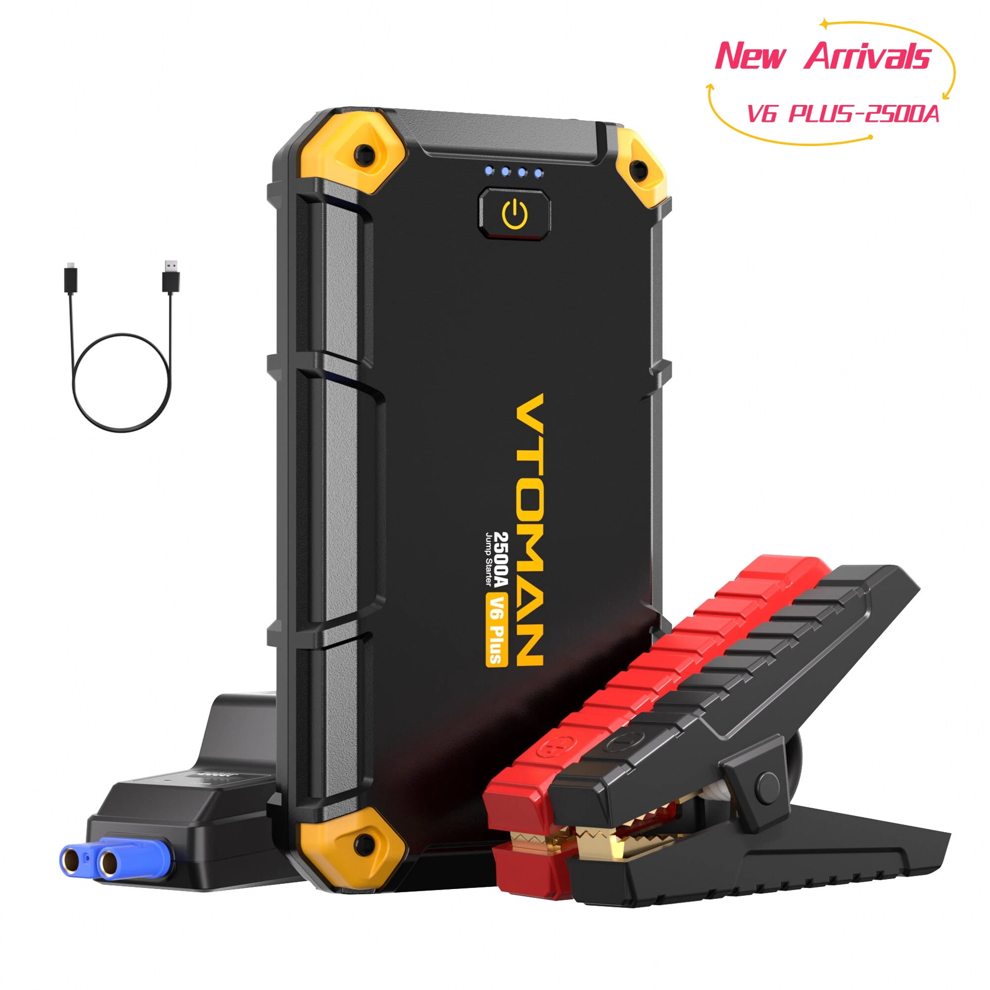 VTOMAN 2500A Car Jump Starter, Portable Battery Jumper for 12V Vehicles (6.0L Gas/4.0L Diesel), 10000mAh Fast Charging & Jumper Cables, V6 Plus