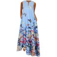 thumbnail image 4 of Pompotops Robe Maxi Sans Manches Vintage Bohème à Col en V pour Femmes Grande Taille à Imprimé pour Tous les Jours, 4 of 8