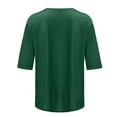 thumbnail image 4 of cfhntfmh T-Shirts à Manches 3/4 pour Femmes, Décontractés, Amples, Col Ras du Cou, Été, Mignons, Tuniques Unies, 2025, 4 of 5