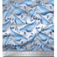 thumbnail image 1 of Soimoi Gray polyester Crepe Fabric Whale Ocean Print Fabric by Yard 42 Inch Wide, 1 of 3