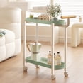 thumbnail image 1 of UsRHHA Table d'Appoint Roulant avec Roues Crème, Table de Bout Mobile Table de Nuit pour Salon Chambre, Chariot de Rangement Gigogne Portable, 1 of 6