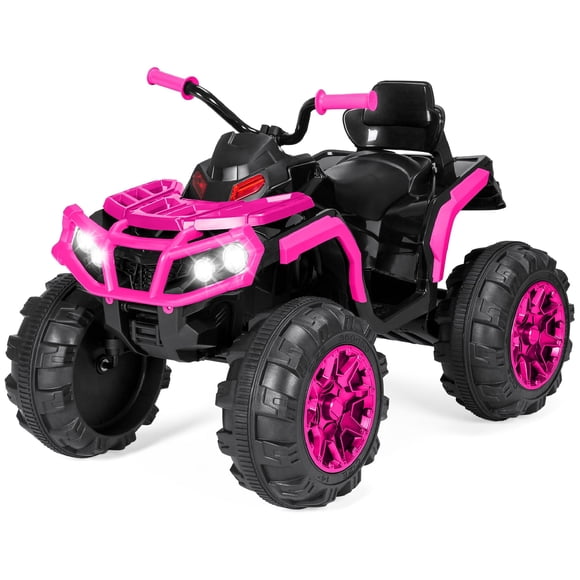 Best Choice Products 12V Kids Ride-On Electric ATV, 4-Wheeler Quad Car Toy w/Bluetooth Audio, 3.7mph Max Speed, Treaded Tires, LED Headlights, Radio - Hot Pink