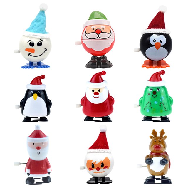 Birdeem Ensemble de 9 Pcs de Petits Cadeaux de Bas de Noël, Jouets à Remonter, Assortiment pour Cadeaux de Fête de Noël, Remplissage de Sac-Cadeau