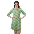 thumbnail image 1 of Moomaya Robes Tuniques Imprimées Femmes Fente Arrière Robe à Manches 3/4 avec Poches, 1 of 4
