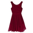 thumbnail image 3 of RUNQHUI Robe de Danse en Chiffon pour Femmes, Superposition de Justaucorps, Robe Courte, Danse Lyrique, Rouge Vin 3TG, 3 of 7