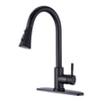 thumbnail image 1 of Pull Down Single Handle Kitchen Sink Faucet with Deck Plate Matte Black, 1 of 5