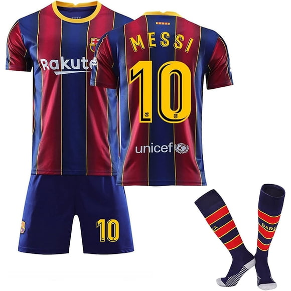 Barca Messi Kit No.10 Football Kit for Kids and Men Home and Away match Football Jersey Tracksuit Shirts Shorts and Socks Set