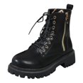 thumbnail image 1 of B91xZ Womens Wedge Boots Waterproof Plush Chelsea Bootie Chelsea Boot,Black 8, 1 of 5