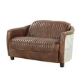thumbnail image 1 of ACME Brancaster Retro Brown Top Grain Leather and Aluminum Loveseat, 1 of 5