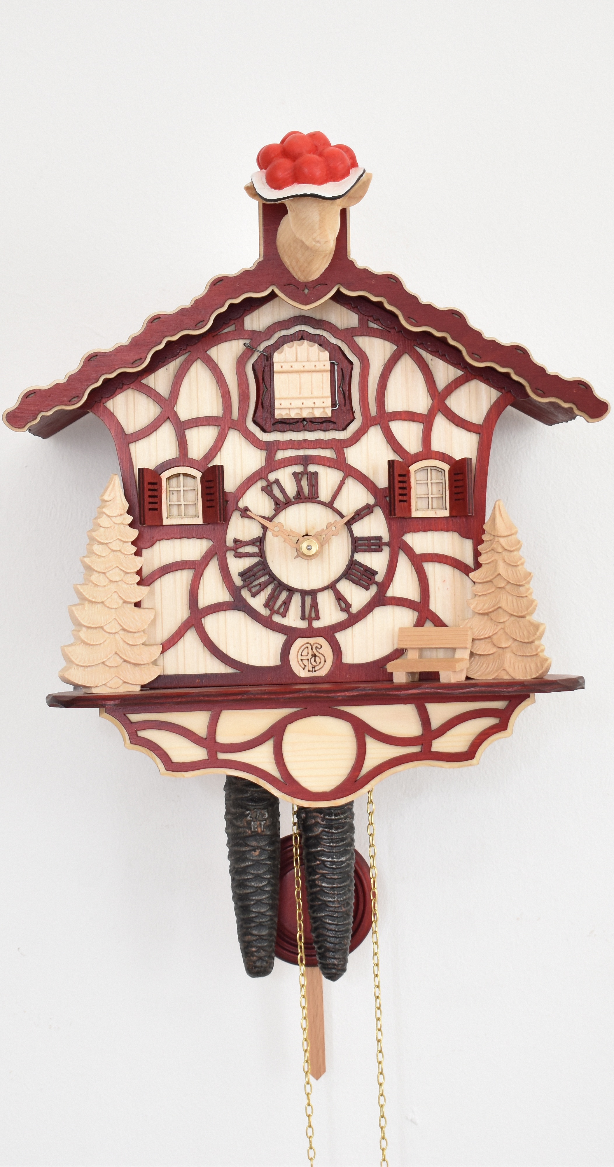 Quartz Cuckoo Clock Little black forest house, with music