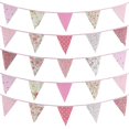 thumbnail image 3 of 33 Ft Vintage Flower Fabric Bunting Banner 36 Triangle Flag For Party Decor, 3 of 9