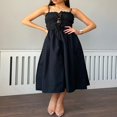 thumbnail image 2 of Robe Nuisette d'Été pour Femmes, Couleur Unie, devant à Nouer, Robe Midi Froncée, 2 of 9