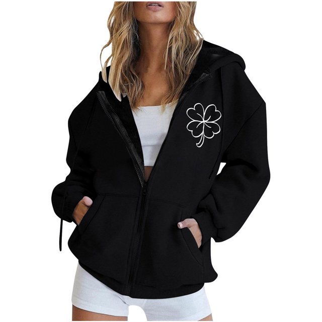 Nouveaux Chandails à Capuche Zippés pour Femmes avec Poches, Mode, Fermeture Éclair, Col en V, Chandails à Enfiler, Hauts à Manches Longues, Blouse à Capuche Imprimée, Chandail en Molleton en Liquidation