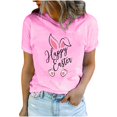 thumbnail image 2 of EGNMCR Chemise de Pâques pour Femmes Imprimé de Pâques T-shirt Col Rond Mode et Confortable Haut à Manches Courtes Col Rond/chemise T-shirt pour Femmes, 2 of 7