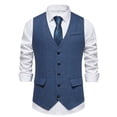 thumbnail image 1 of EGNMCR Débardeurs Homme Homme Mode Rétro avec Poches Gilet à Simple Boutonnage à Col en V Hauts Blouse, 1 of 9