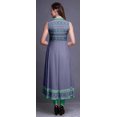 thumbnail image 4 of Bimba Robe Anarkali à Col Mandarin Imprimée Ikat Bleu Violacé pour Femme, Kurta Ethnique Indienne, Très Grand, 4 of 6