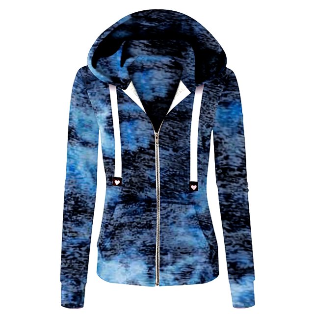 Pisexur Hauts d'Hiver pour Femmes Veste Décontractée Imprimée Tie-Dye