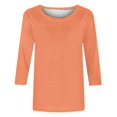 thumbnail image 5 of Timegard Hauts pour Femmes Été Col Rond Manches 3/4 T-Shirts Basiques Confortables Couleur Unie Blouses Décontractées Amples, 5 of 5
